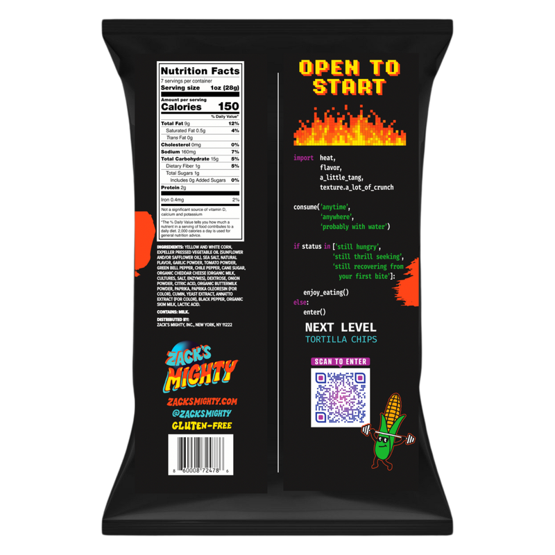 Zack's Mighty Fiery Nacho Rolled Tortilla Chips 7oz