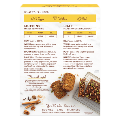 Simple Mills Pumpkin Almond Flour Muffin Mix 9oz