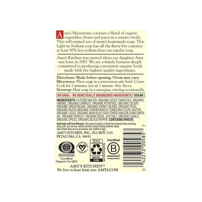Amy's Organic Minestrone Soup 14.1oz