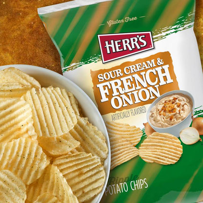 Herr's Sour Cream and French Onion Ripple Chips, 7.75 oz