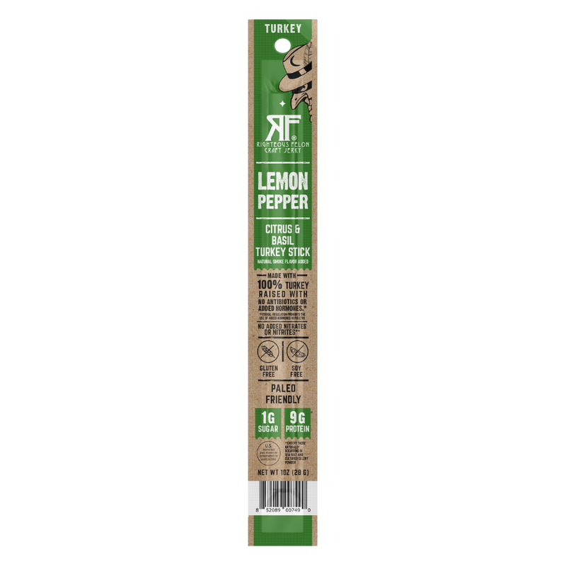 Righteous Felon Lemon Pepper Turkey Meat Stick, 1oz