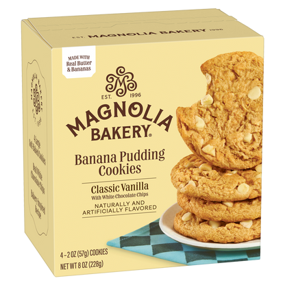 Magnolia Bakery Banana Pudding Cookies - Classic Vanilla With White Chocolate Chips, 4ct 8oz Carton