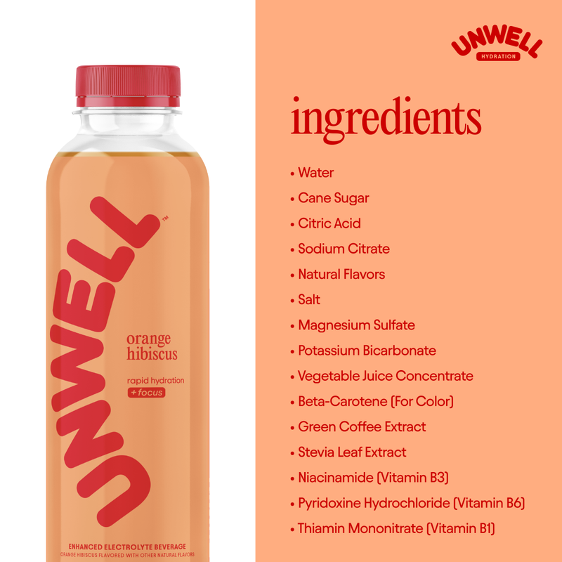 Unwell Orange Hibiscus Hydration Drink 12pk 16.9oz Btl- XL