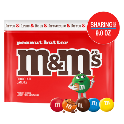M&M'S Peanut Butter Milk Chocolate Candy, Sharing Size, 9 oz Bag