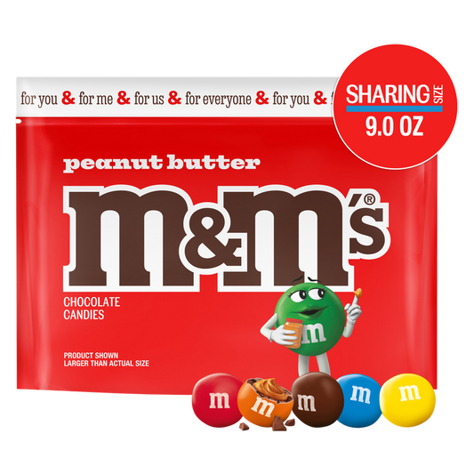 M&M'S Peanut Butter Milk Chocolate Candy, Sharing Size, 9 oz Bag