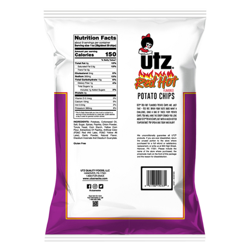 Utz Potato Chips Red Hot 8.5oz