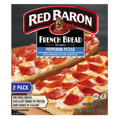 Red Baron Frozen French Bread Singles Pepperoni Pizza 2ct 10.8oz