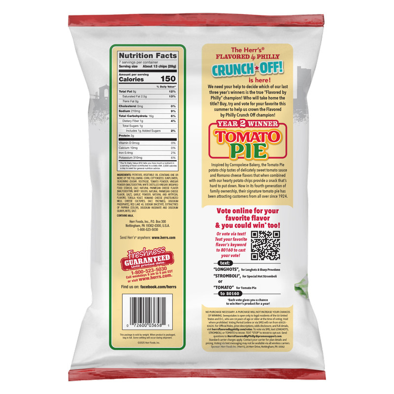 Herr's Tomato Pie Ripple Chips, 7oz
