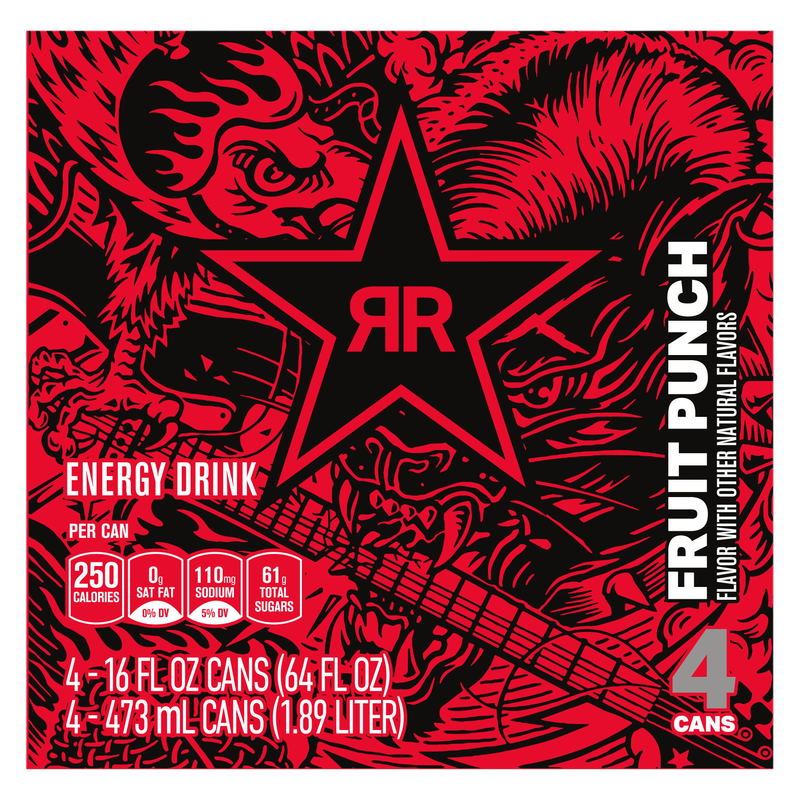 Rockstar Punched Fruit Punch 4pk 16oz Can- XL