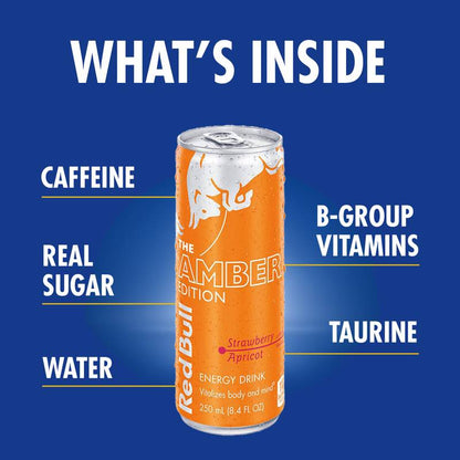 Red Bull Energy Drink The Amber Edition Strawberry Apricot 12oz Can
