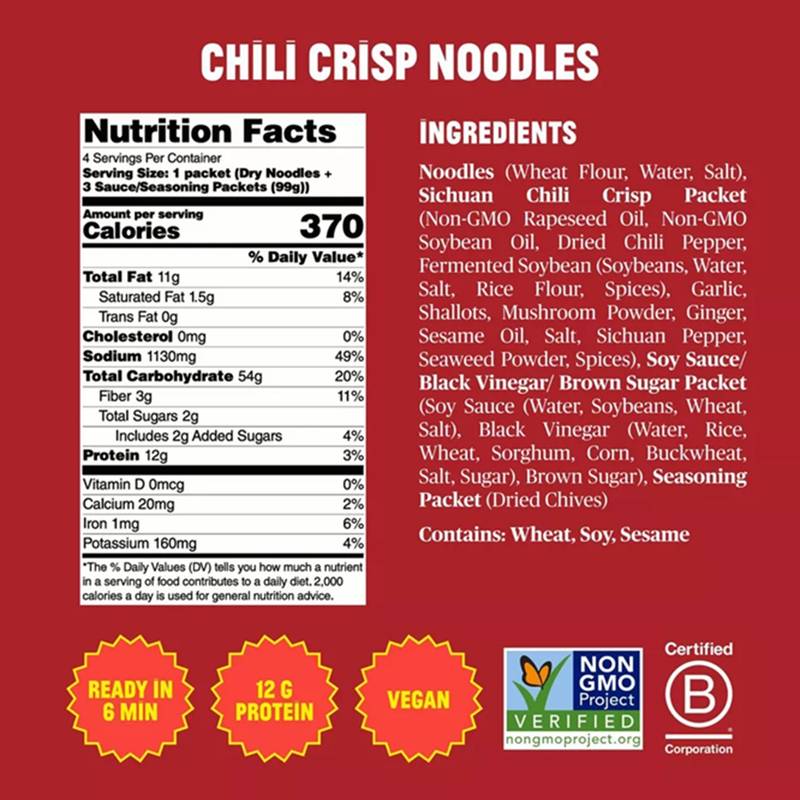 Fly By Jing Sichuan Chili Crisp Noodles 4ct