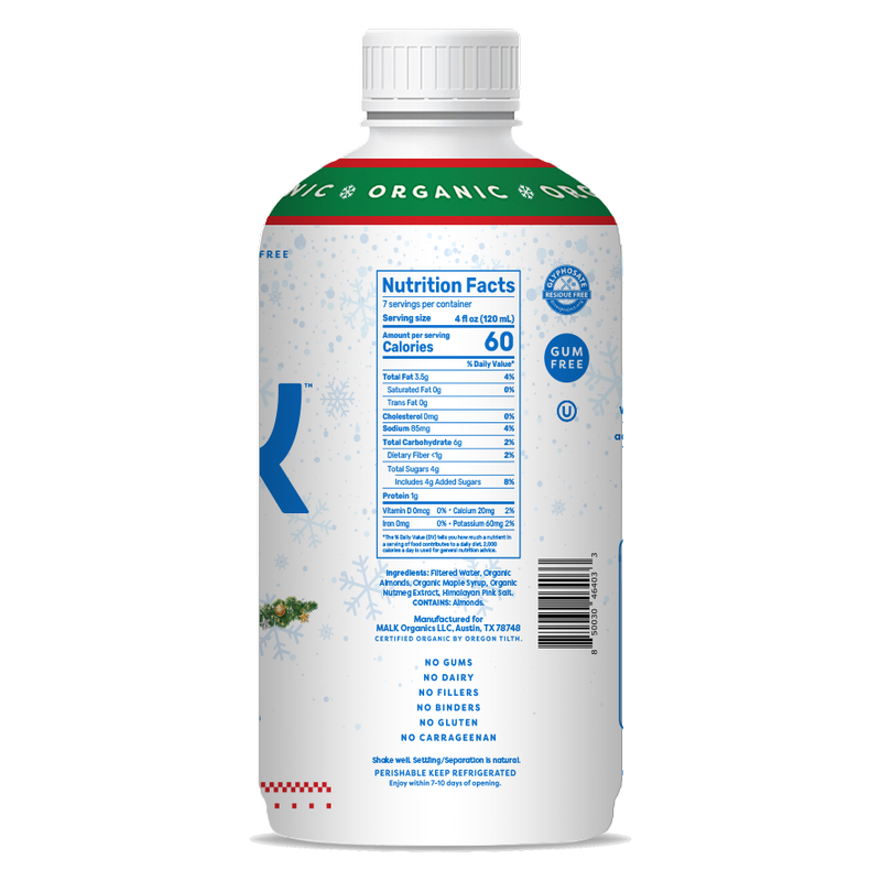MALK Organic Almond Holiday Nog 28oz Btl