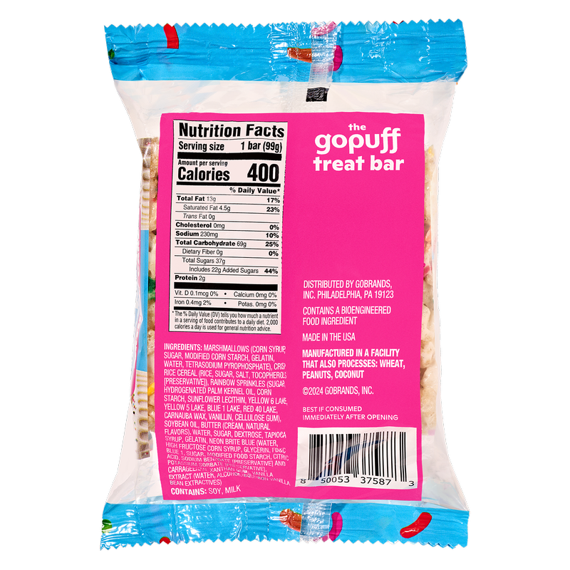 The Gopuff Birthday Cake Crispy Treat Bar 3.5oz