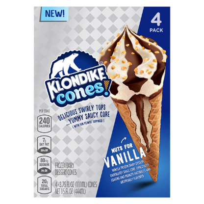 Klondike Classic Vanilla Ice Cream Cone 4ct