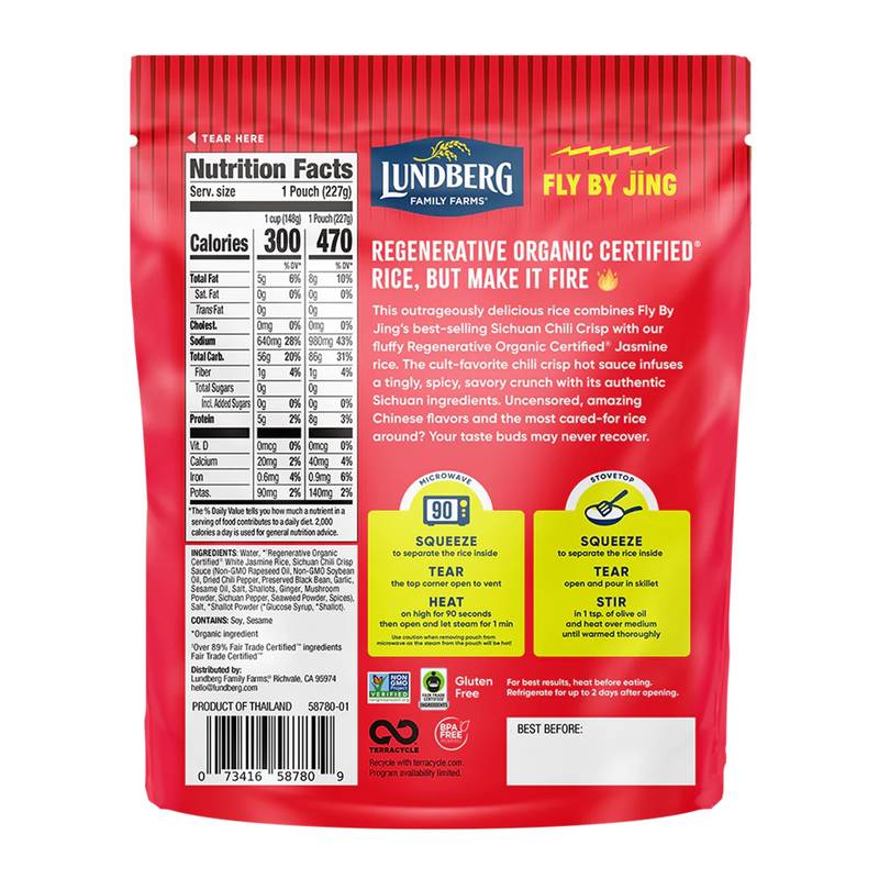 Lundberg X Fly by Jing Chili Crisp Jasmine Rice, 8oz.