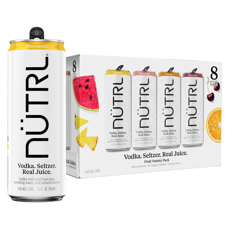NUTRL Real Juice Vodka Hard Seltzer Variety Pack 8pk 12oz Cans 4.5% ABV