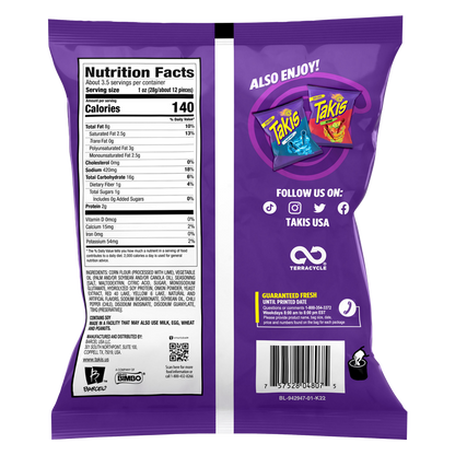 Takis Fuego Spicy Rolled Tortilla Chips Snack Size Bag 3.25 oz