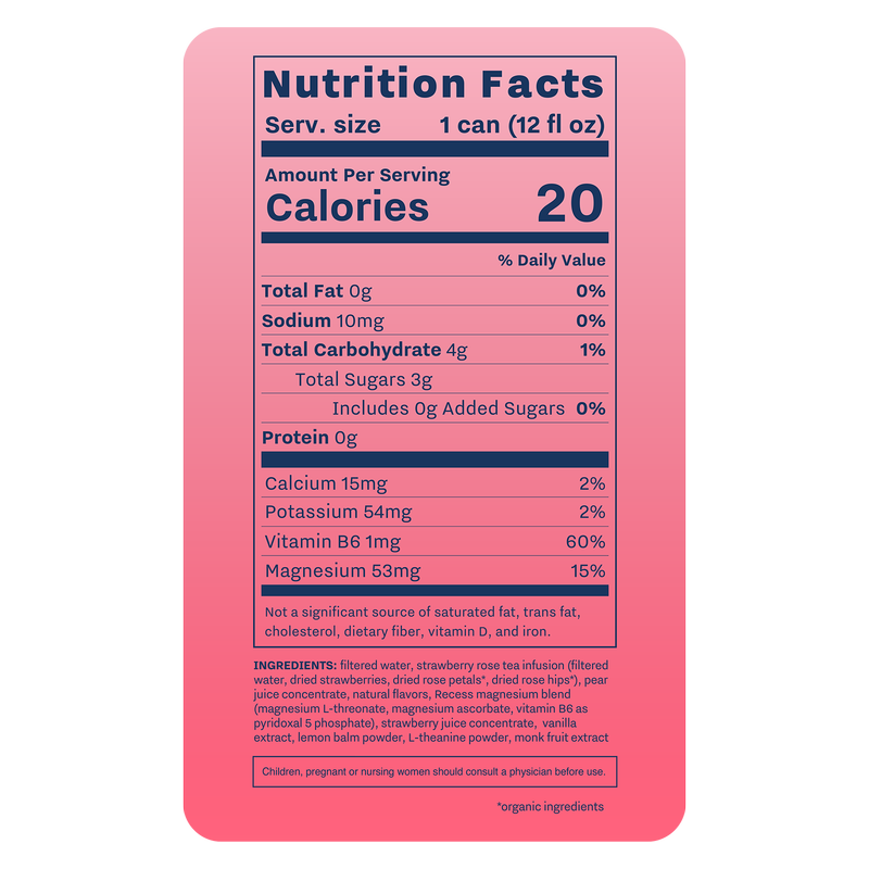 Recess Mood Infused Strawberry Rose Sparkling Water 12oz Can