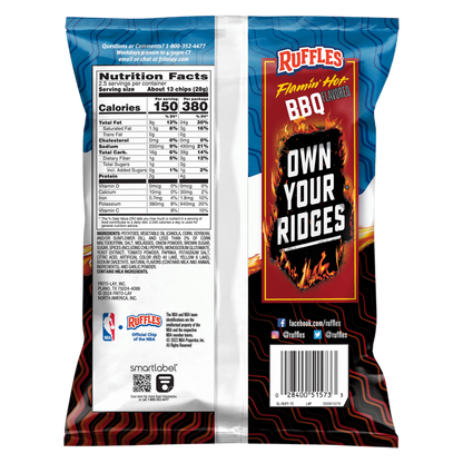 Ruffles Flamin' Hot BBQ Potato Chips 2.5oz