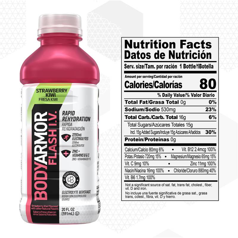 BODYARMOR FLASH I.V. Strawberry Kiwi 20oz Btl