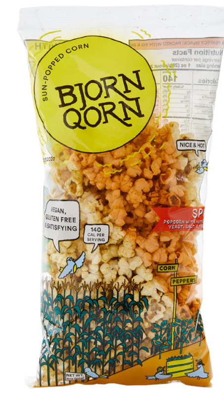 BjornQorn Spicy Sun Popped Corn 3oz