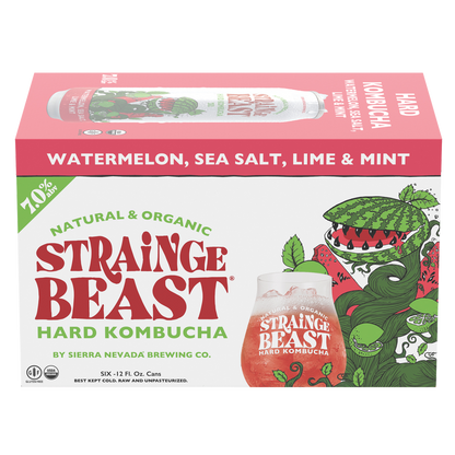 Strainge Beast Watermelon Sea Salt Lime Mint Kombucha 6pk 12oz