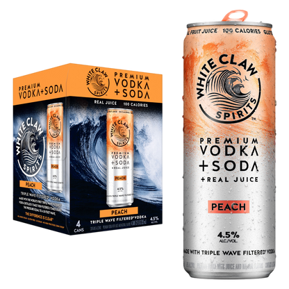 White Claw Hard Seltzer Vodka + Soda Peach 4pk 12oz Can 4.5% ABV