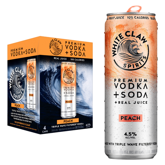 White Claw Hard Seltzer Vodka + Soda Peach 4pk 12oz Can 4.5% ABV