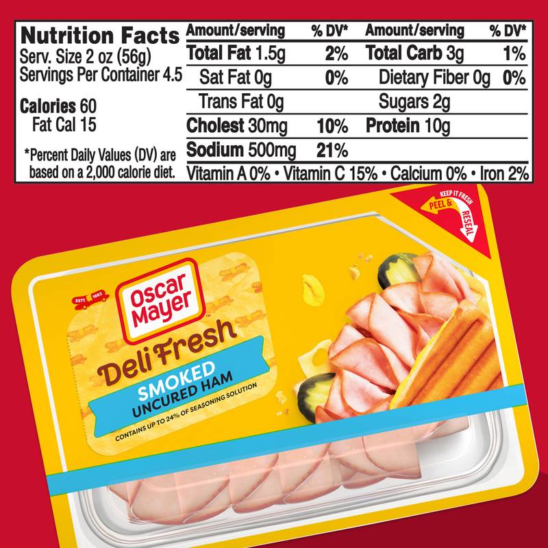 Oscar Mayer Deli Fresh Smoked Uncured Ham Sliced Lunch Meat - 9oz