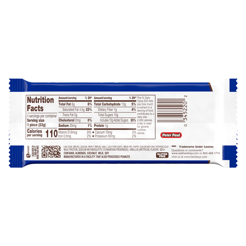 Almond Joy Coconut and Almond Candy Bar King Size 3.22oz