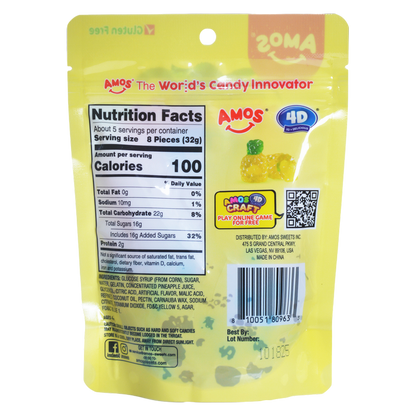 Amos 4D Pineapple  Burst Gummy, 6 oz