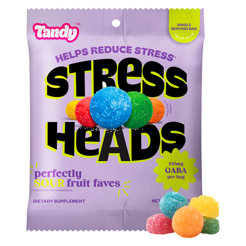 Tandy Stress Heads, Sour Fruit Flavored Gummies with GABA, 1.4oz