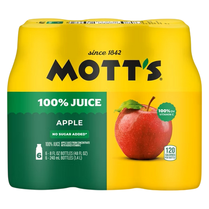 Mott's 100% Original Apple Juice, 8 fl oz bottles, 6 pack
