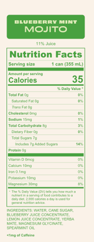 Luna Bay Zero Percent Blueberry Mint Mojito Mocktail 12oz Can