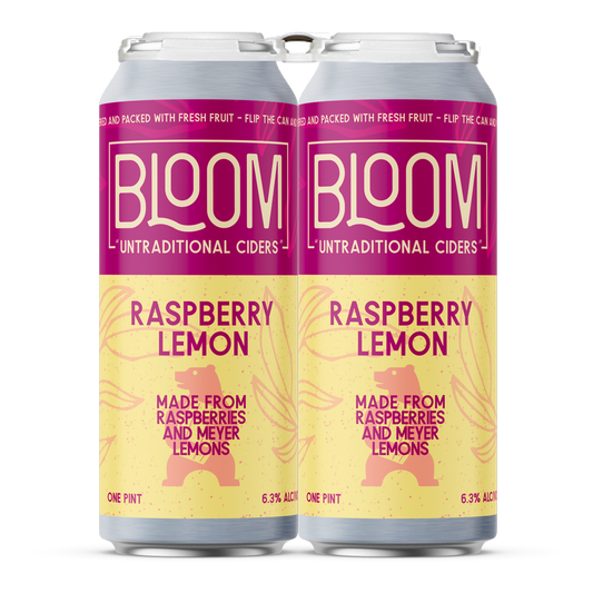 Bloom Raspberry Lemon Cider 4pk 16oz Can