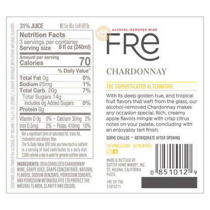 Sutter Home FRE Alcohol-Removed Chardonnay 750ml