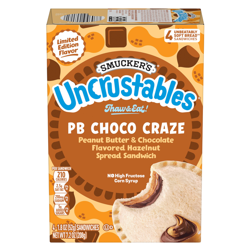 Smucker's Uncrustables Peanut Butter & Chocolate Hazelnut 4 Pack