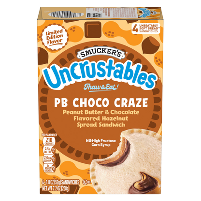 Smucker's Uncrustables Peanut Butter & Chocolate Hazelnut 4 Pack