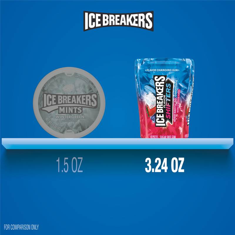 Ice Breakers Flavor Shifters Wild Berry to Coolmint Sugar Free Gum, 3.24 oz