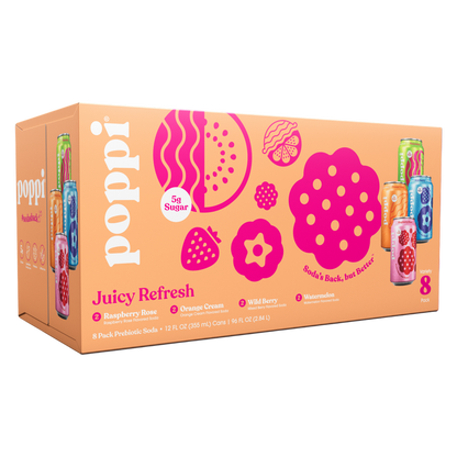 Poppi Prebiotic Juicy Refresh 8pk 12oz Can