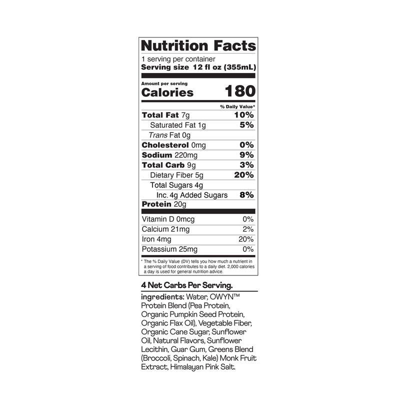 OWYN 20G Smooth Vanilla Plant Based Protein Drink 12oz Btl