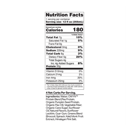 OWYN 20G Smooth Vanilla Plant Based Protein Drink 12oz Btl