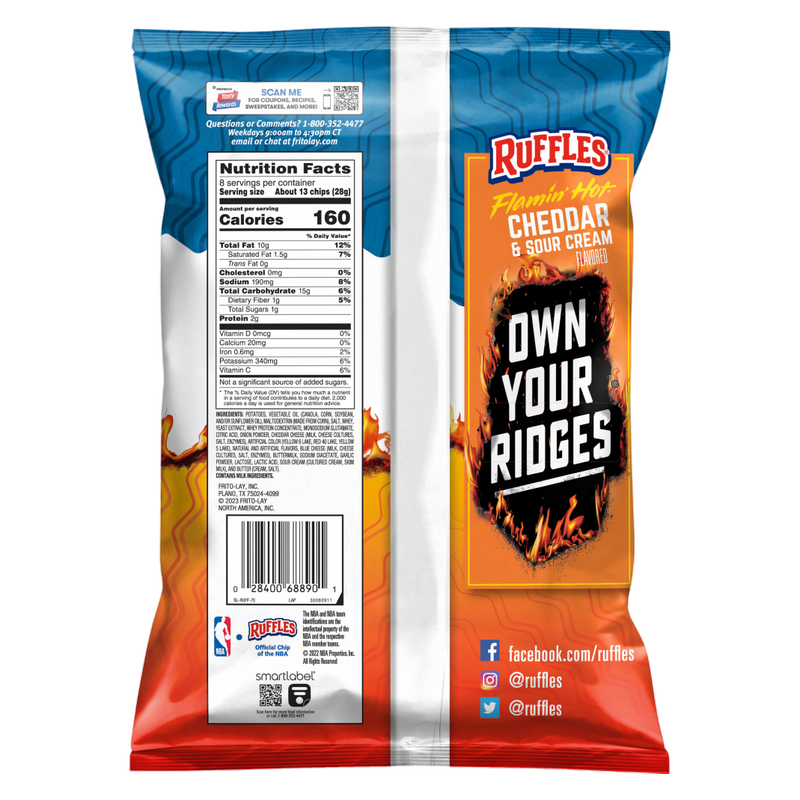 Ruffles Flamin' Hot Cheddar Sour Cream Potato Chips 8oz