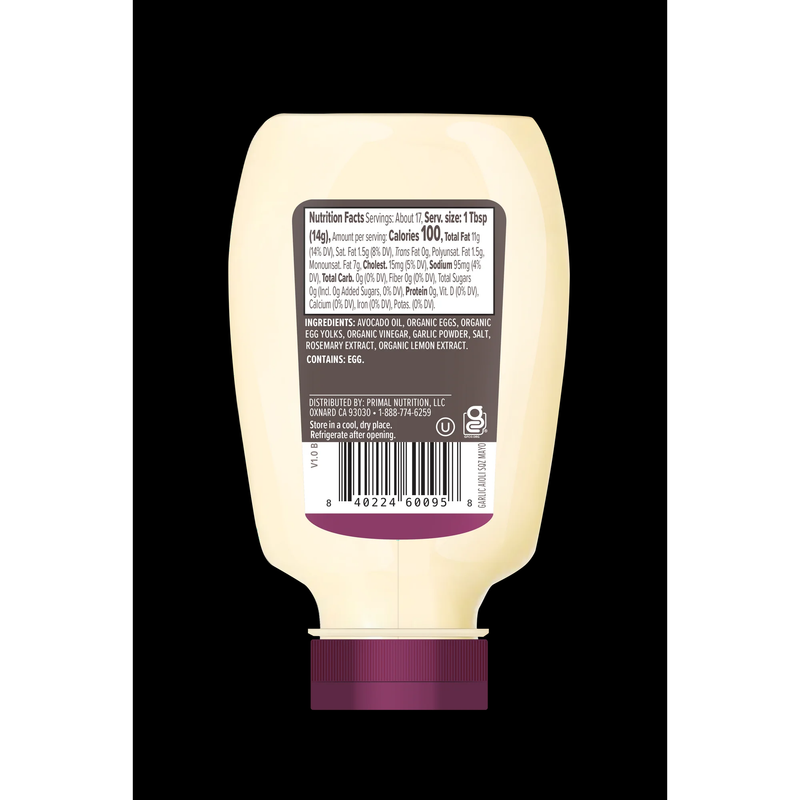 Primal Kitchen Garlic Aiolic Mayo Squeeze Bottle 8.5 oz