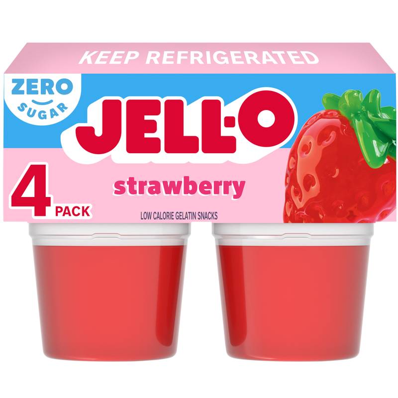 Jell-O Sugar Free Strawberry Jello Cups, 4ct