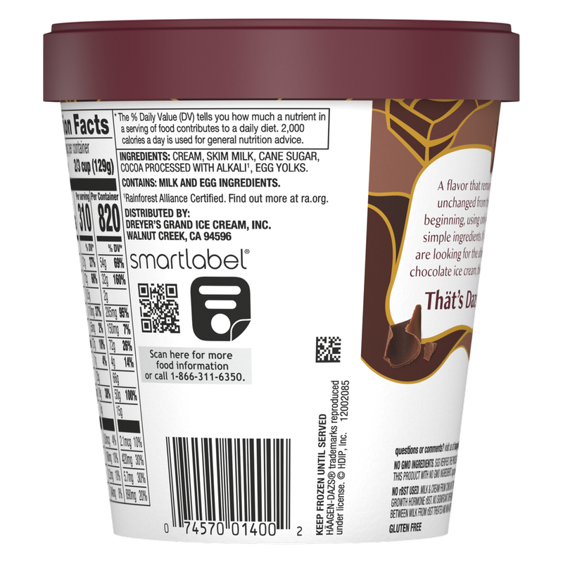 Haagen-Dazs Chocolate Ice Cream, 14oz.