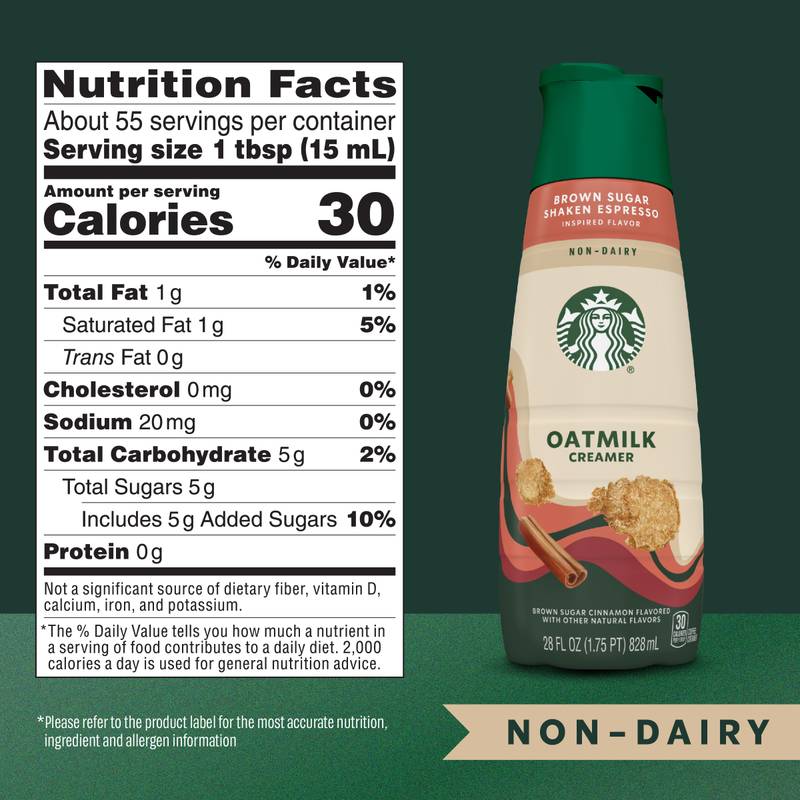 Starbucks Brown Sugar Shaken Espresso Inspired Oatmilk Creamer 28oz Btl