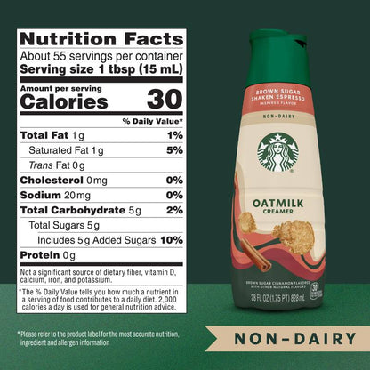 Starbucks Brown Sugar Shaken Espresso Inspired Oatmilk Creamer 28oz Btl