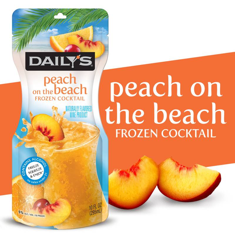 Dailys Frozen Peach On The Beach Daiquiri 10oz Pouch