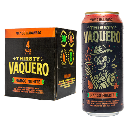 Thirsty Vaquero Mango Habanero Sparkling Water 4pk 16oz Can